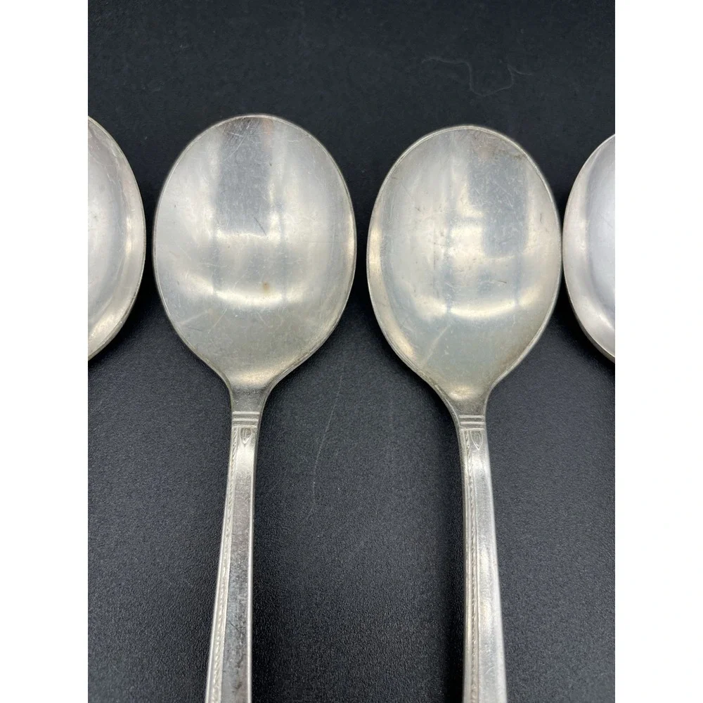 Soup Or Cream Spoon Set Silverplate Grenoble By Oneida Silver 5 Pieces